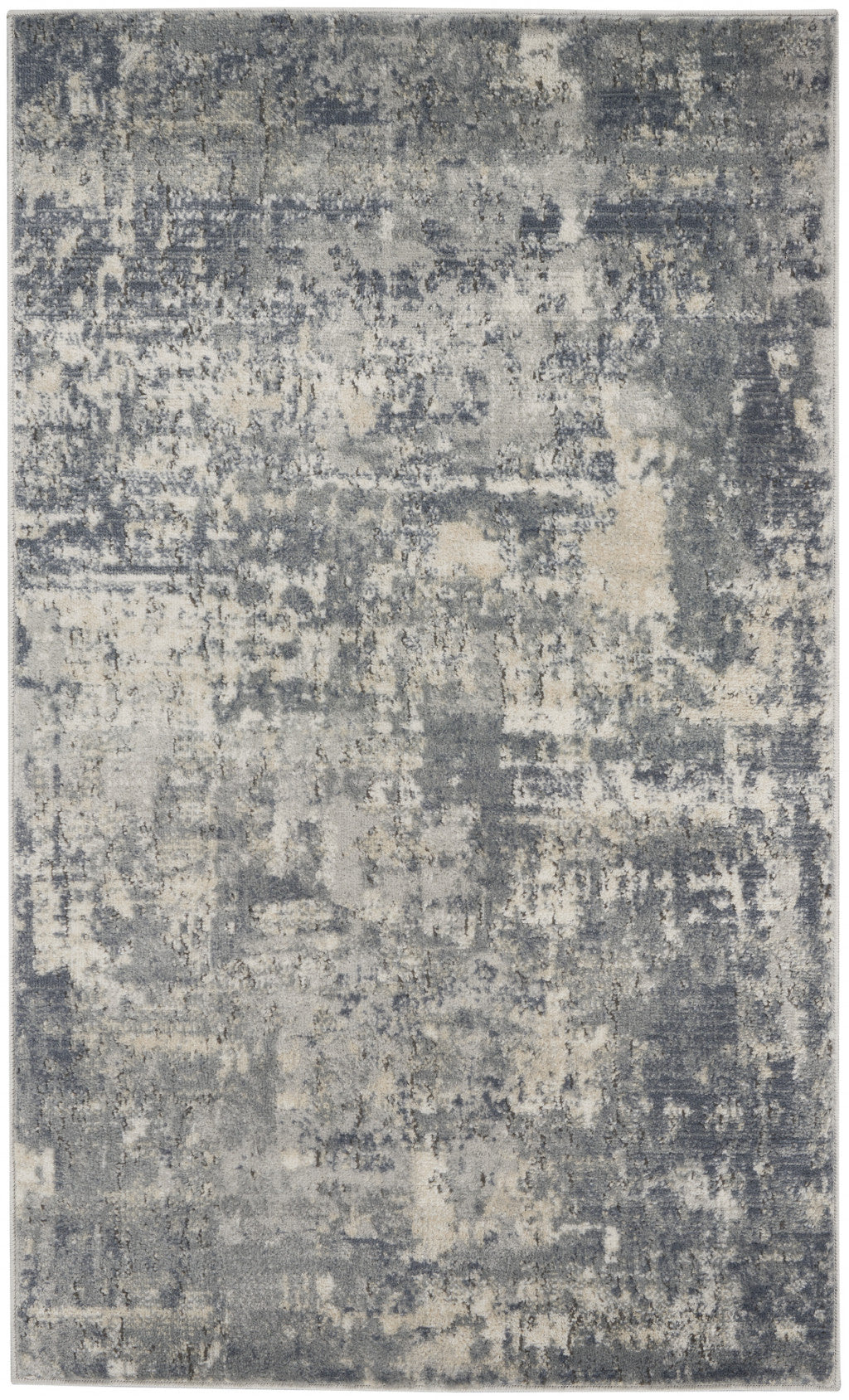 3' X 5' Beige And Grey Abstract Power Loom Non Skid Area Rug