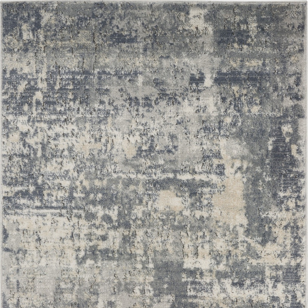 3' X 5' Beige And Grey Abstract Power Loom Non Skid Area Rug