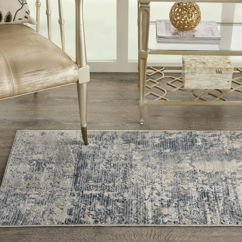 2' X 4' Grey And Beige Abstract Power Loom Non Skid Area Rug