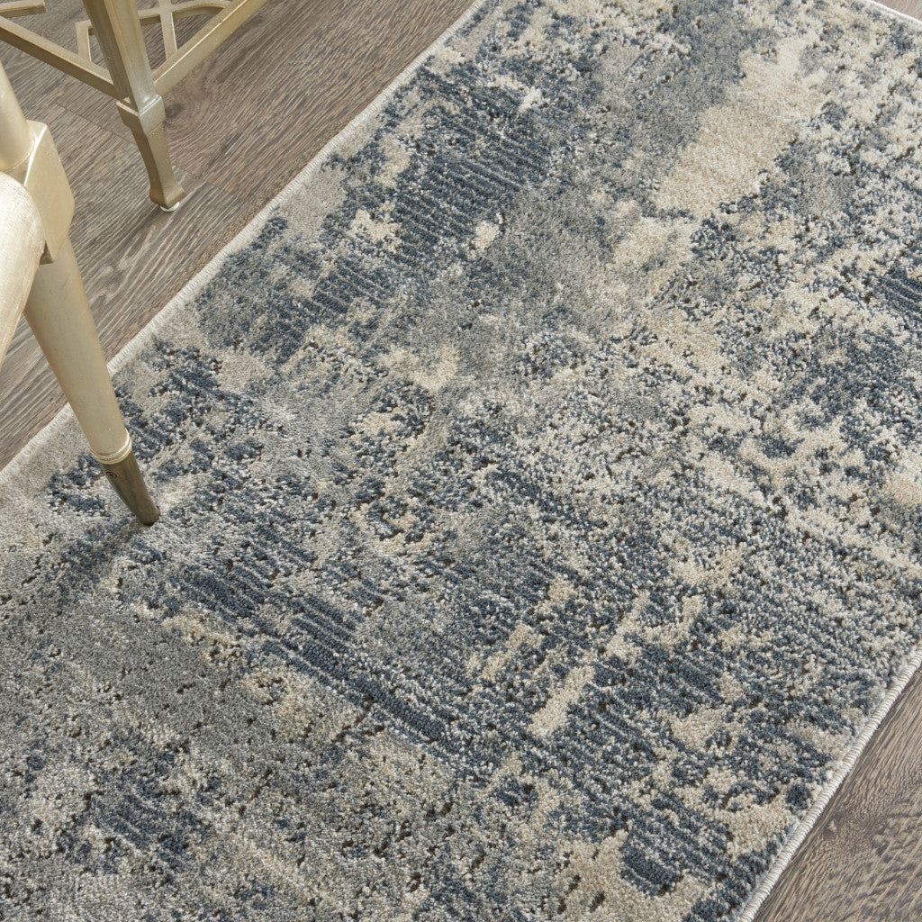 2' X 4' Grey And Beige Abstract Power Loom Non Skid Area Rug