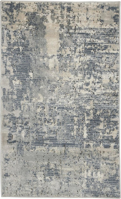 2' X 4' Beige And Gray Abstract Distressed Area Rug