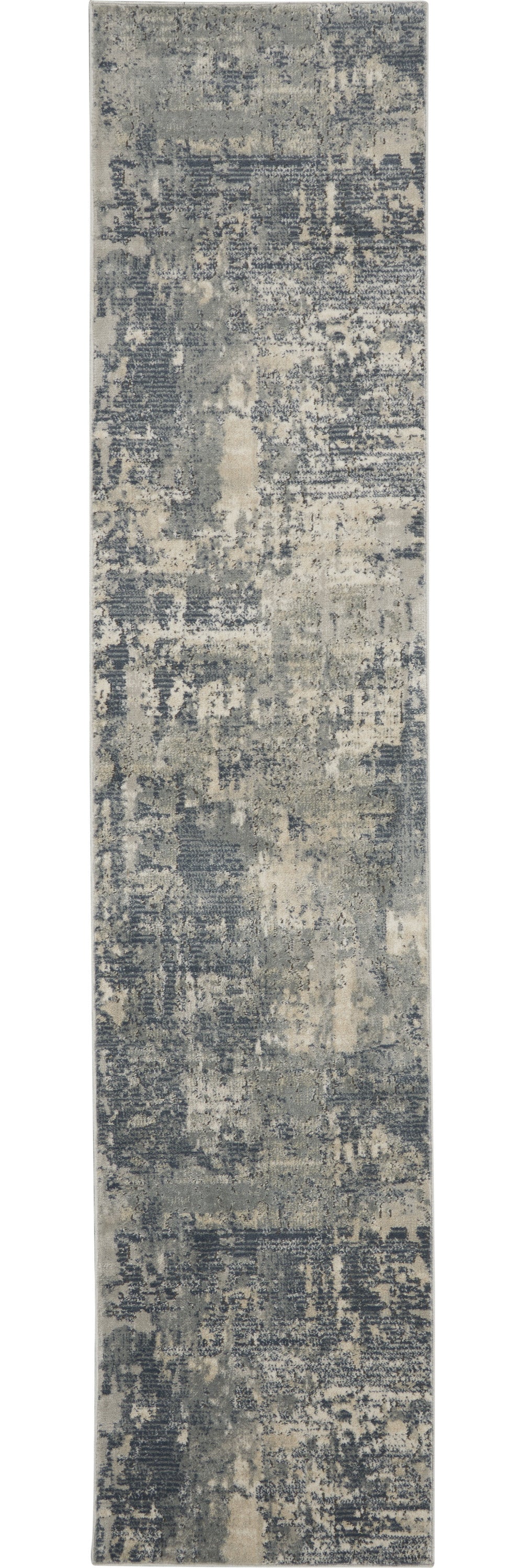 2' X 8' Grey And Beige Abstract Power Loom Non Skid Runner Rug