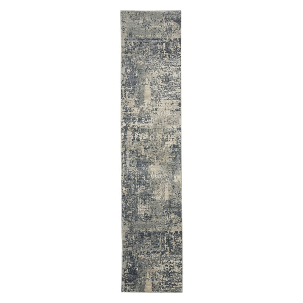 2' X 8' Grey And Beige Abstract Power Loom Non Skid Runner Rug