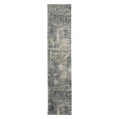 2' X 8' Grey And Beige Abstract Power Loom Non Skid Runner Rug