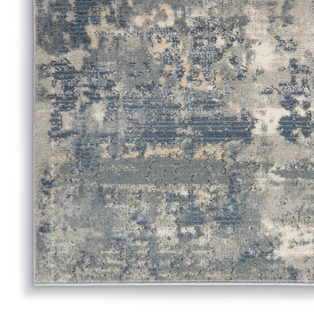 2' X 8' Grey And Beige Abstract Power Loom Non Skid Runner Rug