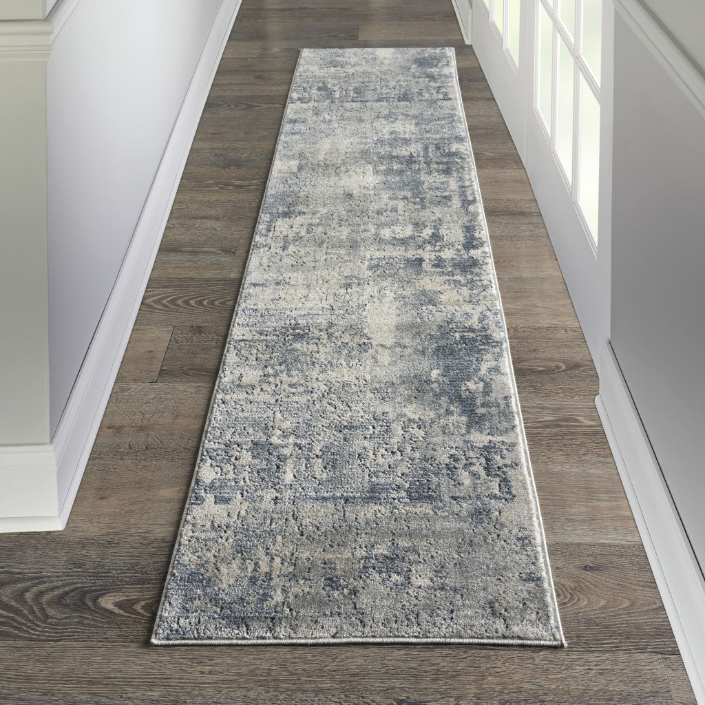 2' X 8' Grey And Beige Abstract Power Loom Non Skid Runner Rug