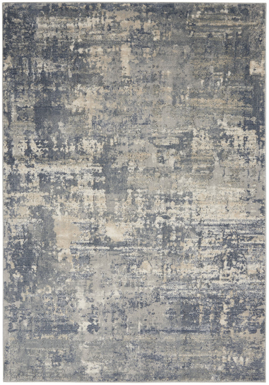 5' X 7' Grey And Beige Abstract Power Loom Non Skid Area Rug