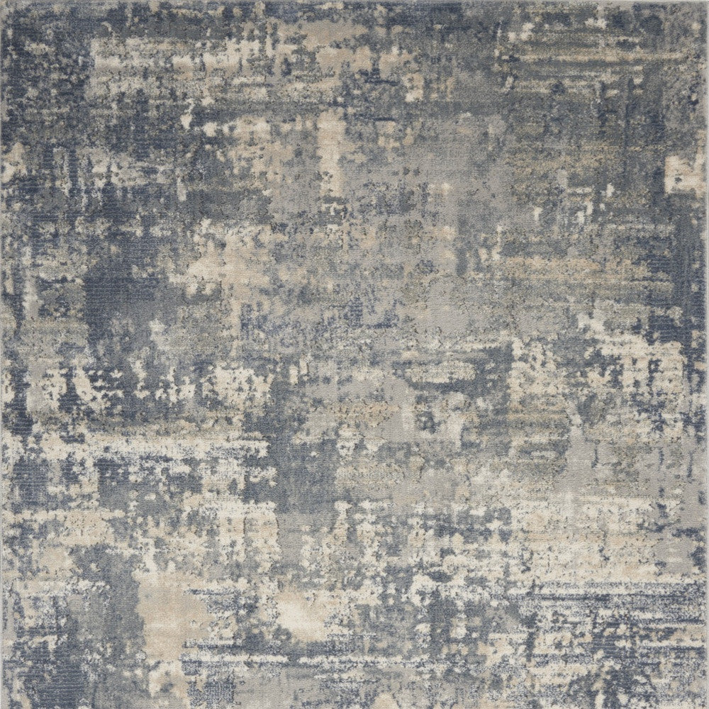 5' X 7' Grey And Beige Abstract Power Loom Non Skid Area Rug