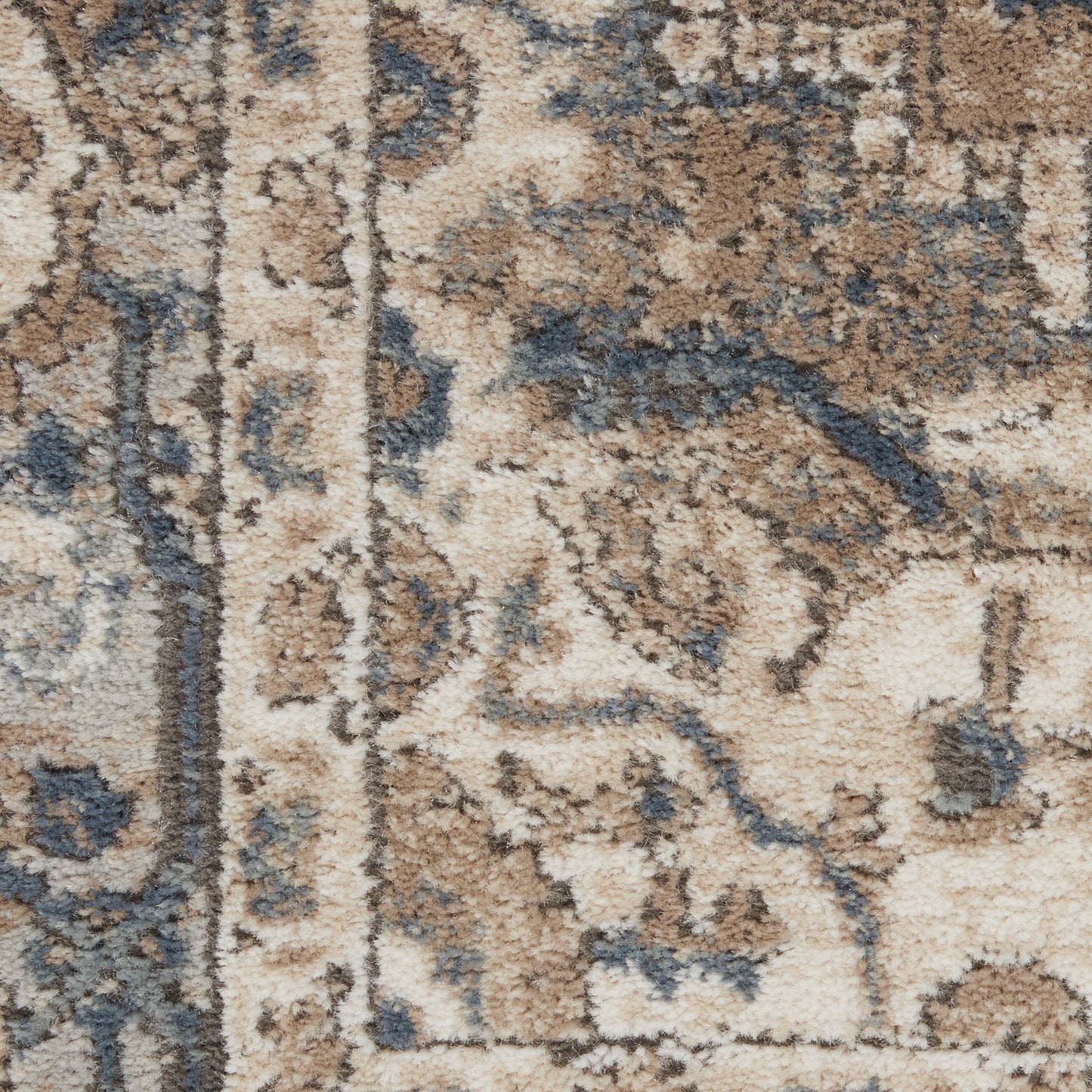 2' X 4' Beige And Grey Oriental Power Loom Non Skid Area Rug