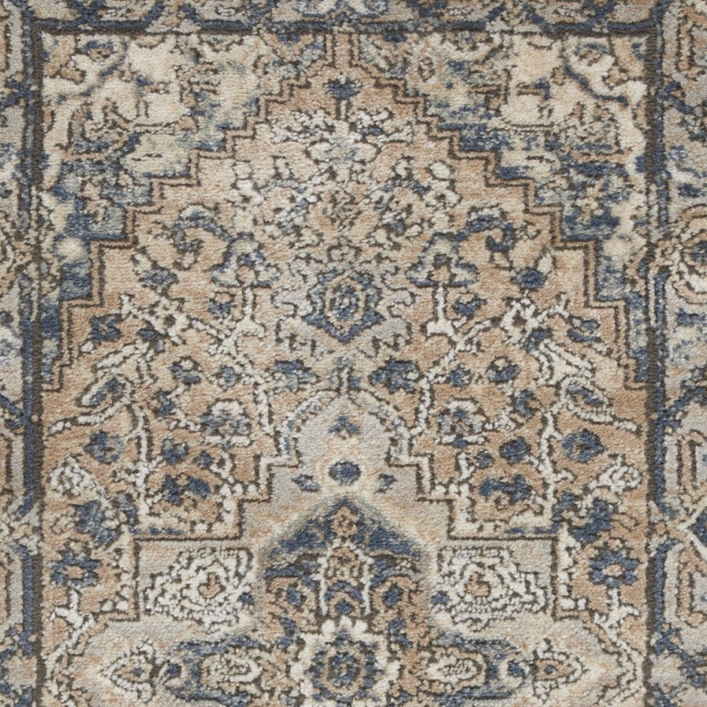 2' X 4' Beige And Ivory Oriental Distressed Area Rug