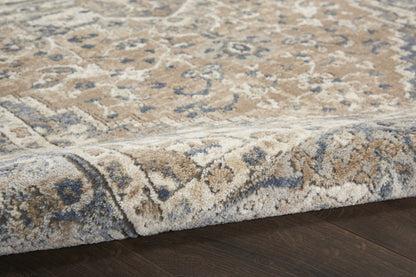 4' X 6' Beige And Grey Oriental Power Loom Non Skid Area Rug