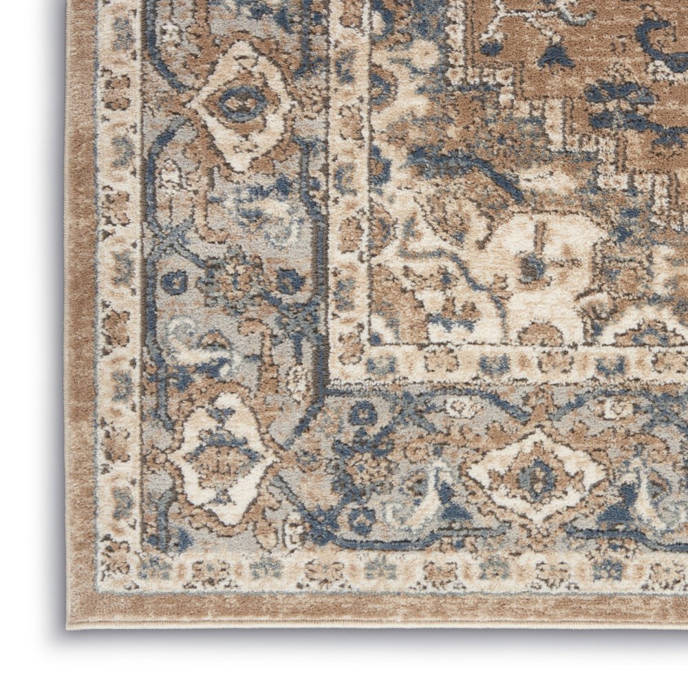 4' X 6' Beige And Grey Oriental Power Loom Non Skid Area Rug