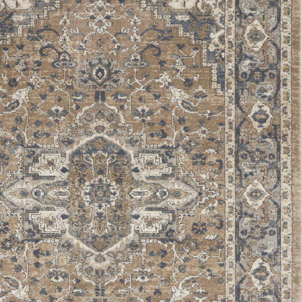 4' X 6' Beige And Grey Oriental Power Loom Non Skid Area Rug