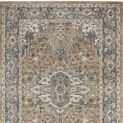 4' X 6' Beige And Grey Oriental Power Loom Non Skid Area Rug