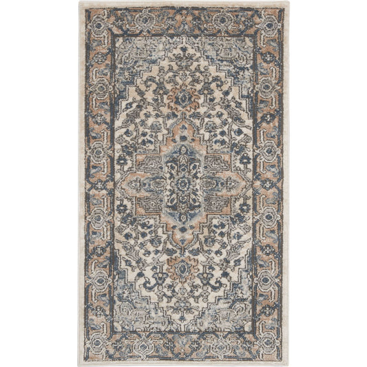 2' X 4' Ivory And Grey Oriental Non Skid Area Rug