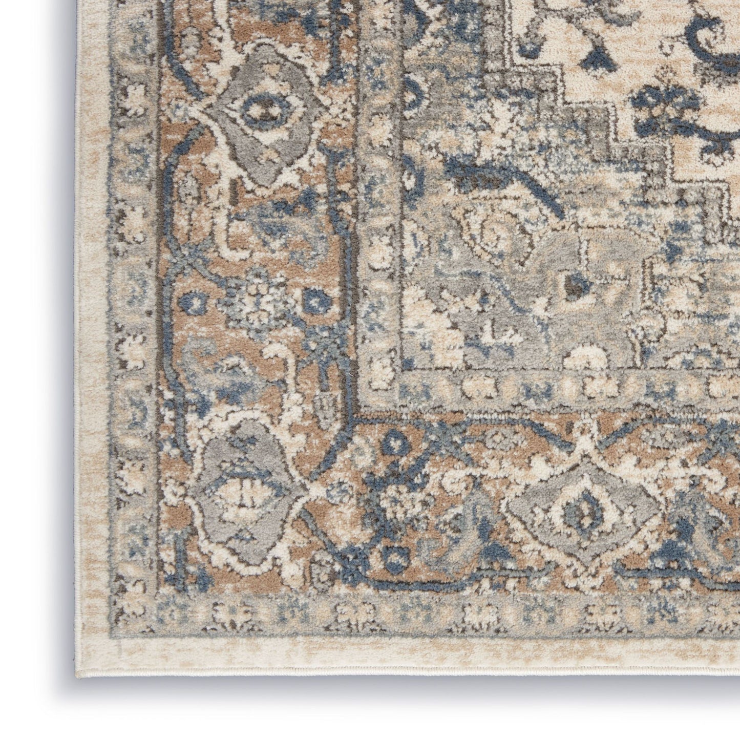 4' X 6' Ivory And Grey Oriental Power Loom Non Skid Area Rug