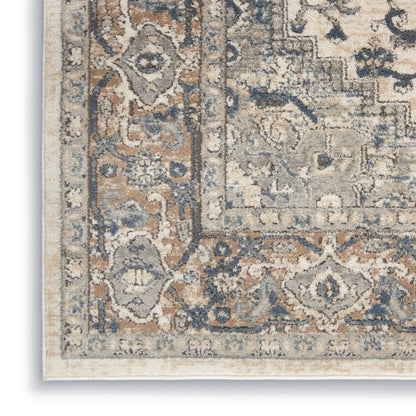 4' X 6' Ivory And Grey Oriental Power Loom Non Skid Area Rug