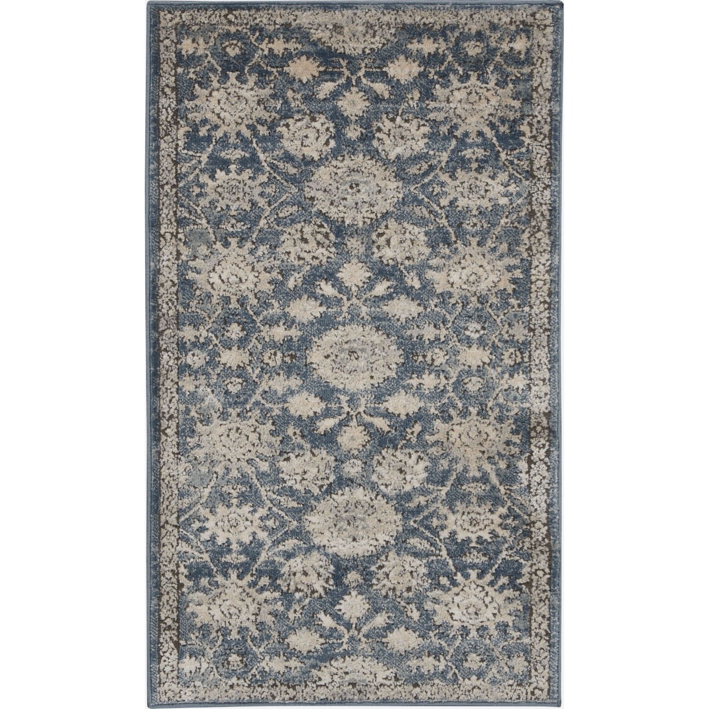 2' X 4' Blue And Beige Oriental Non Skid Area Rug