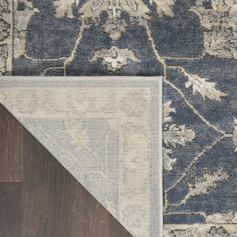 2' X 4' Blue And Beige Oriental Distressed Area Rug