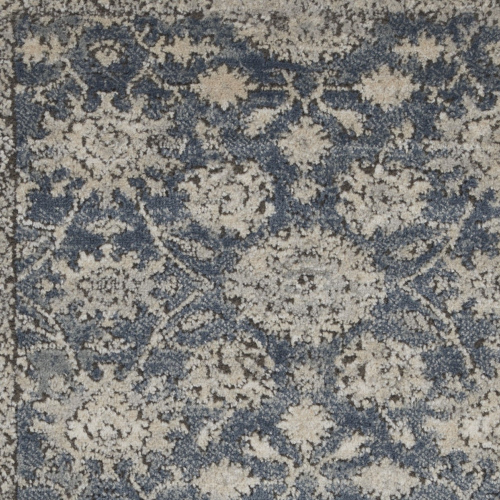 2' X 4' Blue And Beige Oriental Non Skid Area Rug