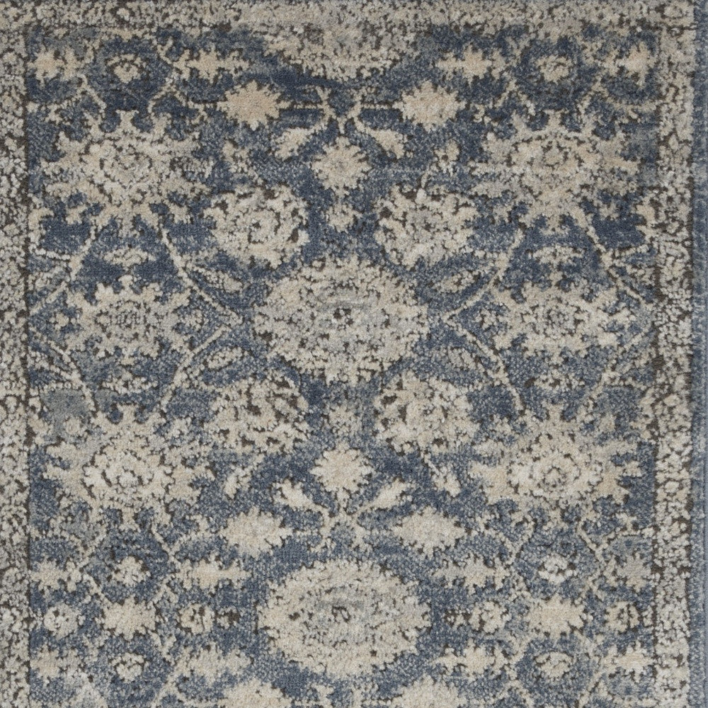 2' X 4' Blue And Beige Oriental Non Skid Area Rug