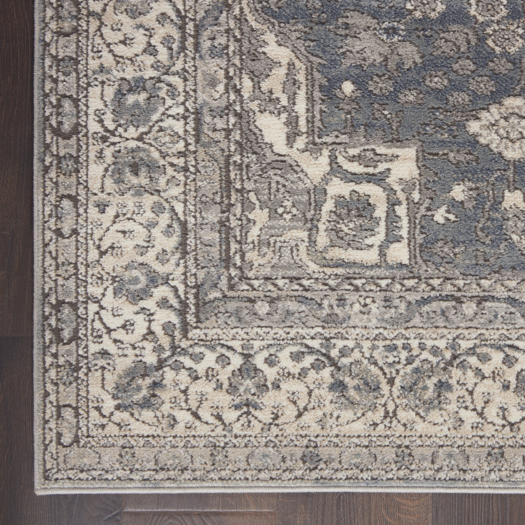 3' X 5' Grey And Ivory Oriental Power Loom Non Skid Area Rug