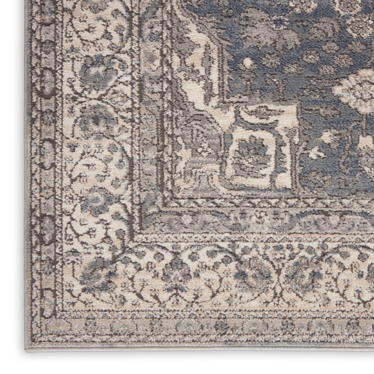 3' X 5' Grey And Ivory Oriental Power Loom Non Skid Area Rug