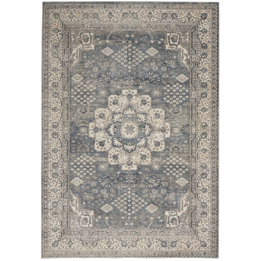 4' X 6' Grey And Ivory Oriental Power Loom Non Skid Area Rug