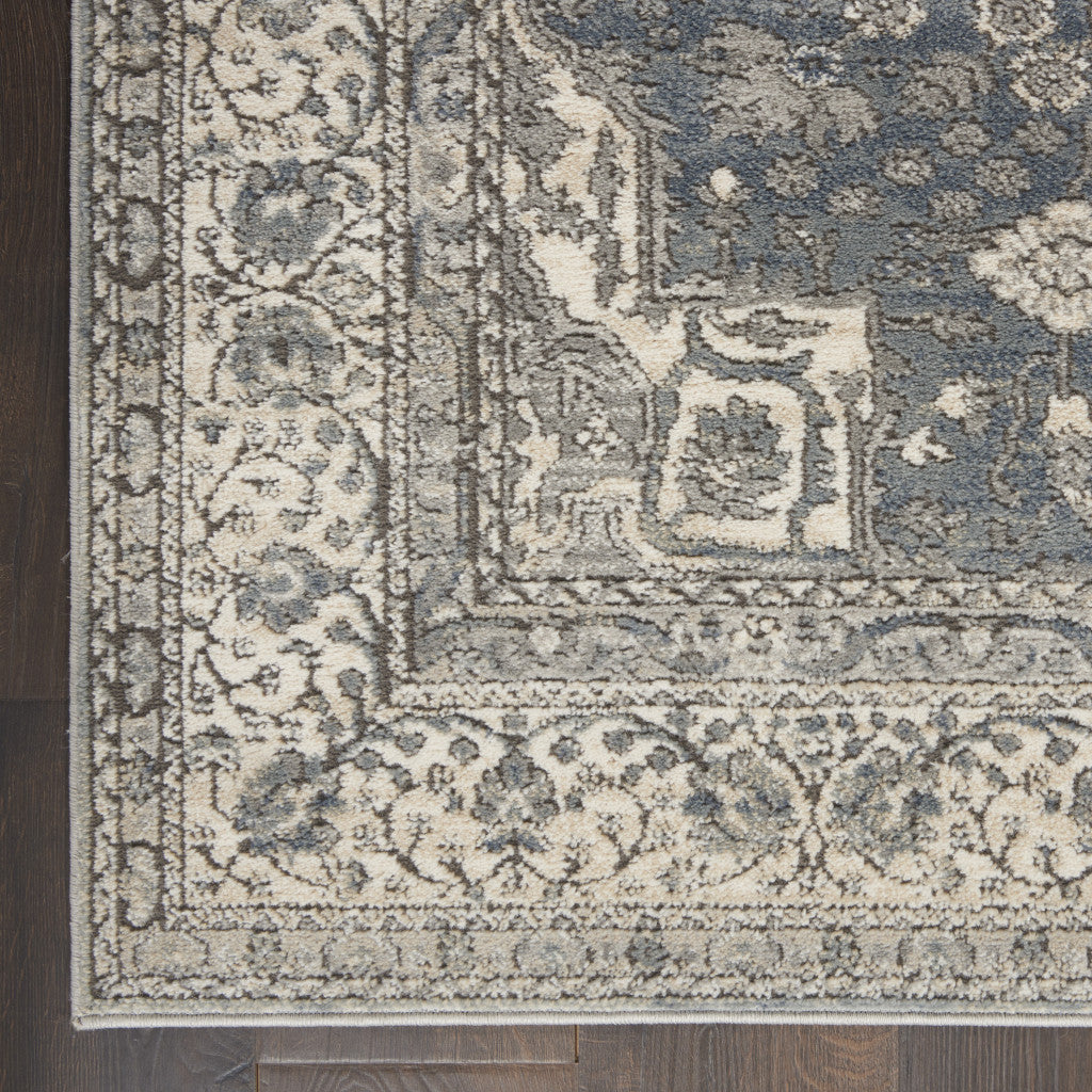 4' X 6' Grey And Ivory Oriental Power Loom Non Skid Area Rug