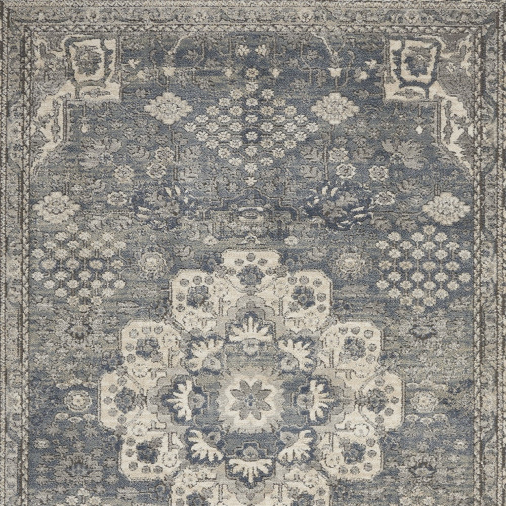 4' X 6' Grey And Ivory Oriental Power Loom Non Skid Area Rug