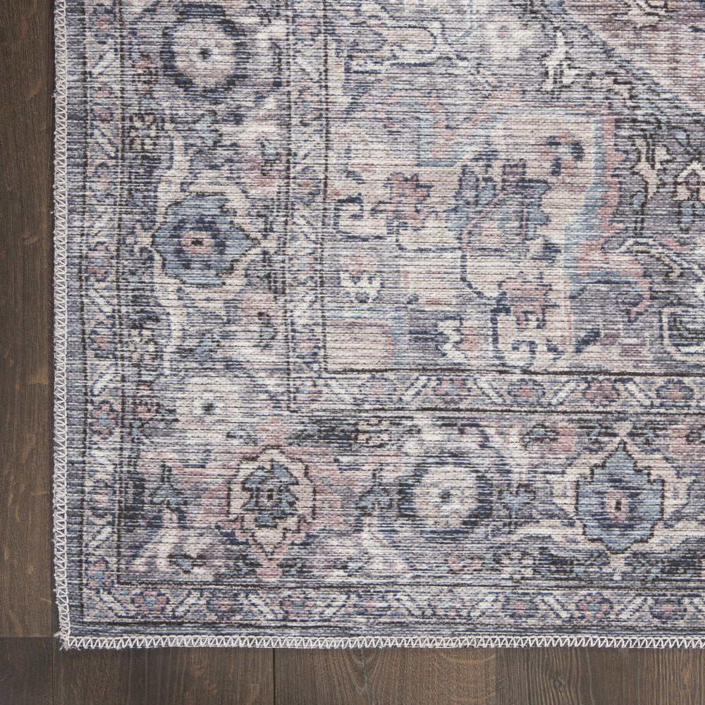 2' X 4' Grey Oriental Power Loom Distressed Washable Area Rug