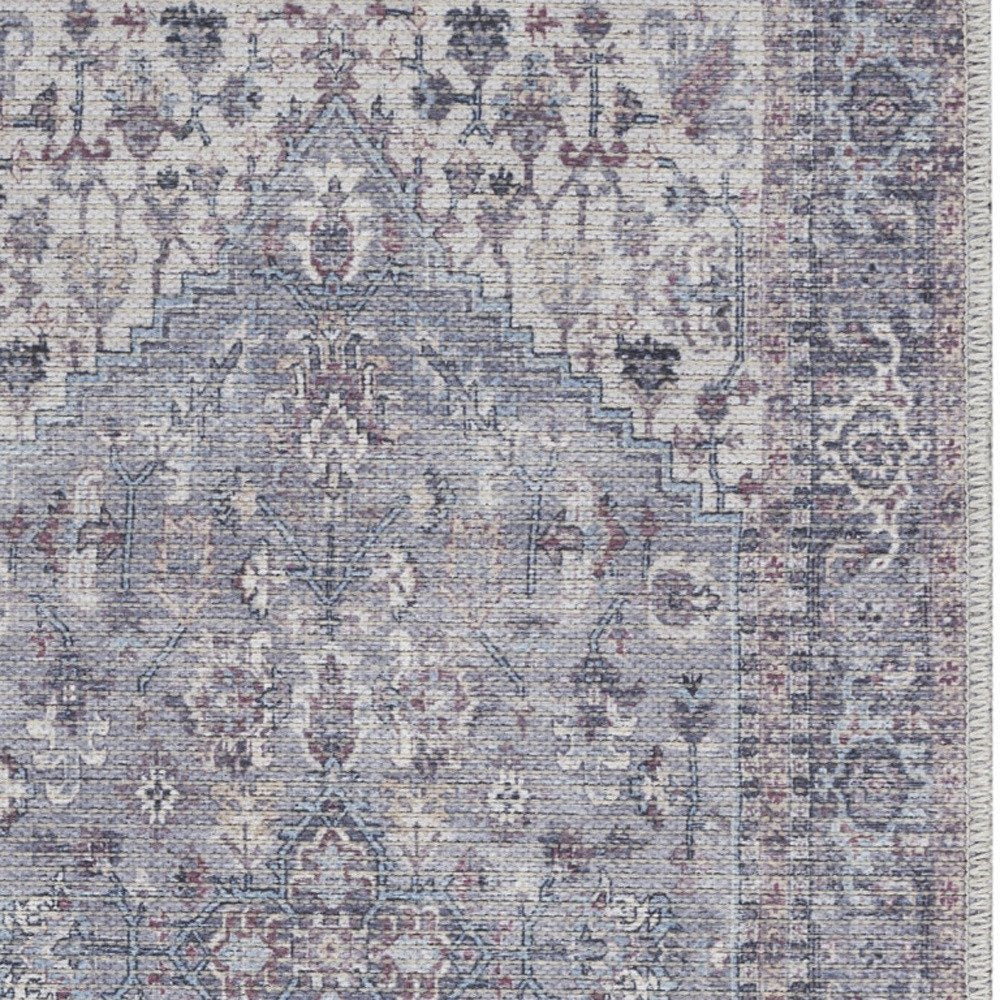2' X 4' Grey Oriental Power Loom Distressed Washable Area Rug