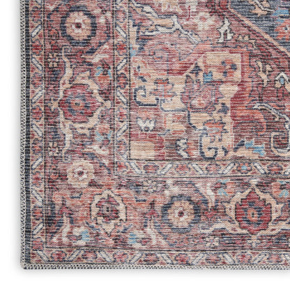 2' X 6' Red Oriental Power Loom Distressed Washable Runner Rug