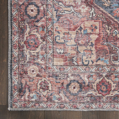 4' X 6' Multicolor Oriental Power Loom Distressed Washable Area Rug