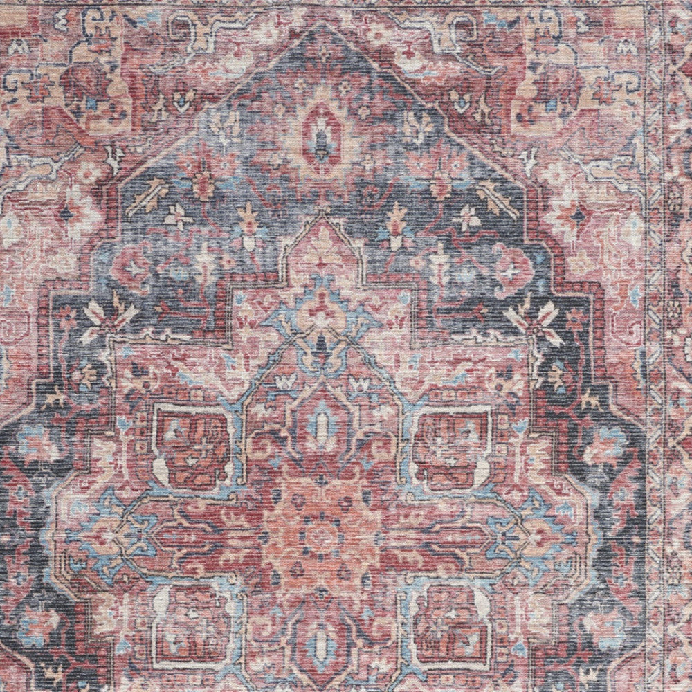 4' X 6' Multicolor Oriental Power Loom Distressed Washable Area Rug