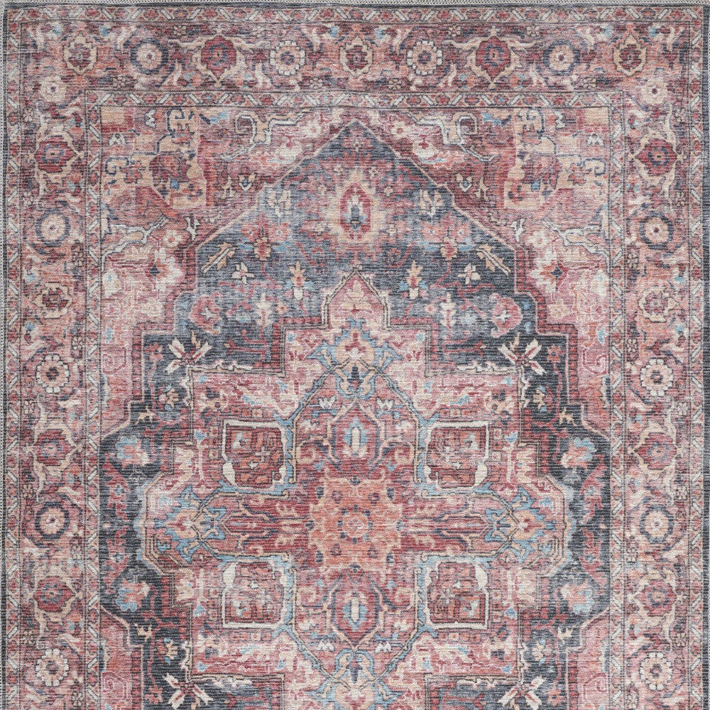 4' X 6' Multicolor Oriental Power Loom Distressed Washable Area Rug