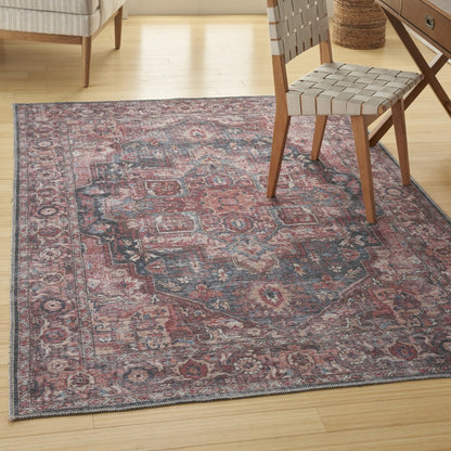 4' X 6' Multicolor Oriental Power Loom Distressed Washable Area Rug