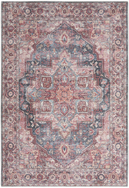 5' X 7' Multicolor Oriental Power Loom Distressed Washable Area Rug