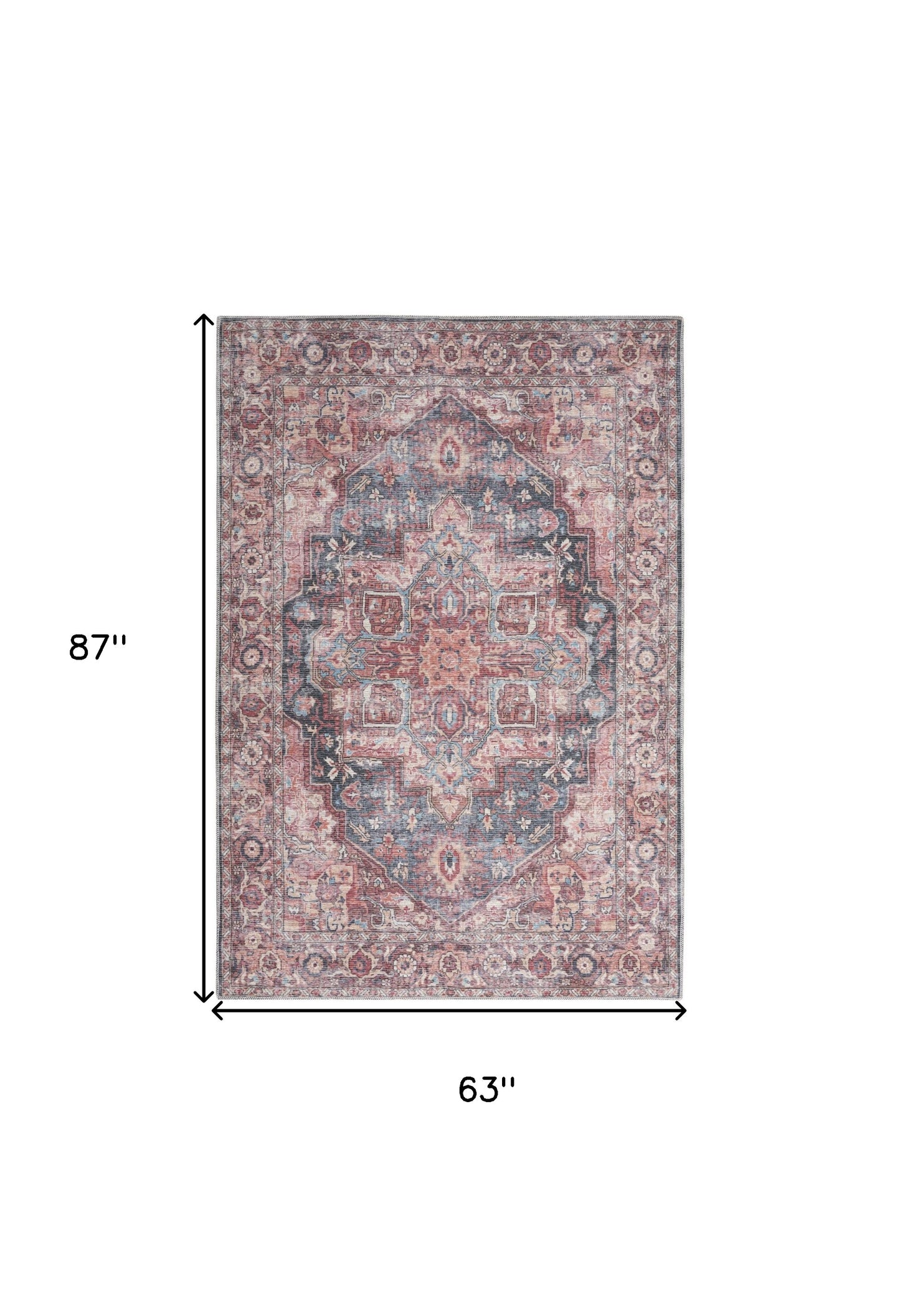 5' X 7' Multicolor Oriental Power Loom Distressed Washable Area Rug