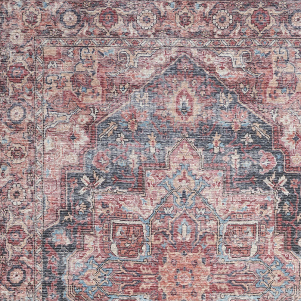 5' X 7' Multicolor Oriental Power Loom Distressed Washable Area Rug