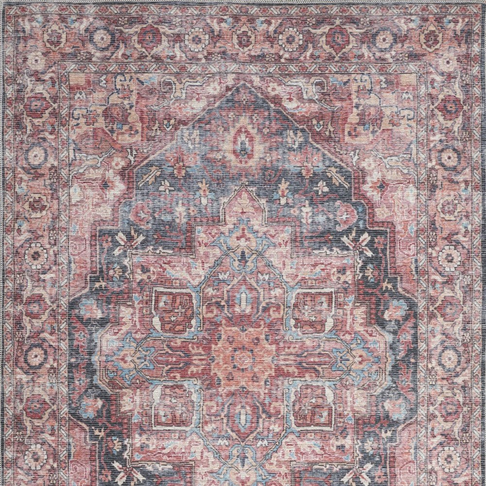 5' X 7' Multicolor Oriental Power Loom Distressed Washable Area Rug