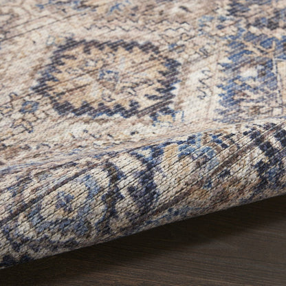 4' X 6' Ivory Latte Oriental Power Loom Distressed Washable Area Rug