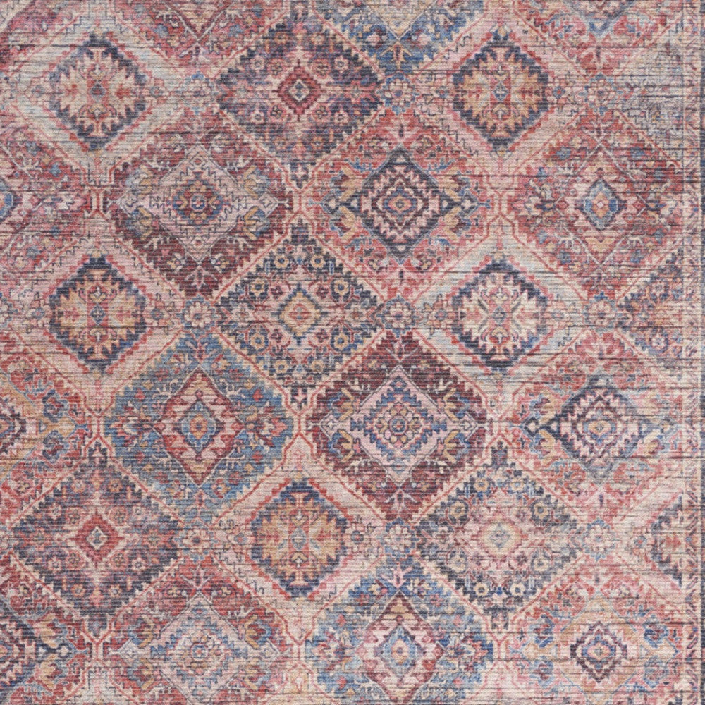 4' X 6' Multicolor Oriental Power Loom Distressed Washable Area Rug