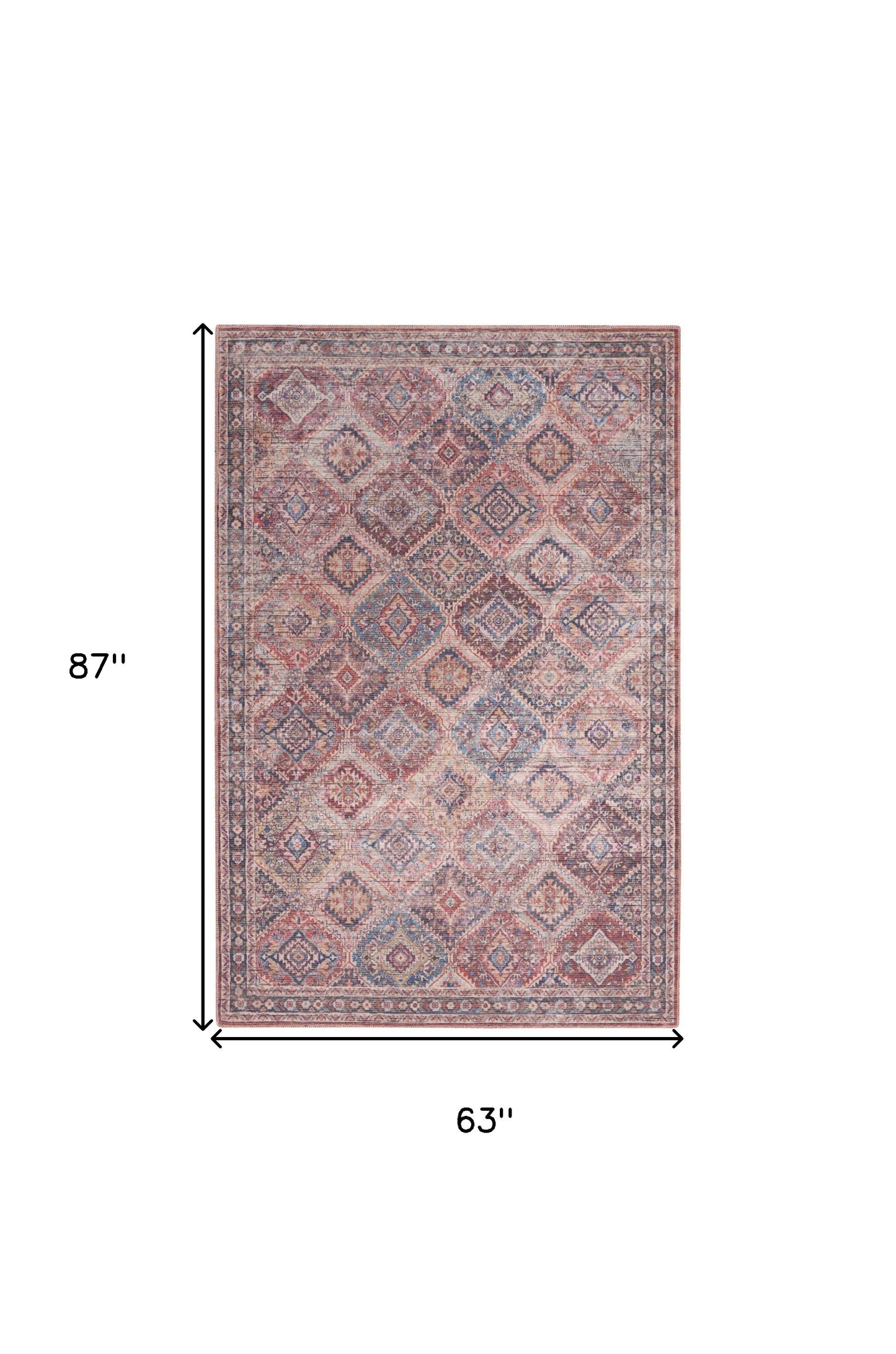 5' X 7' Multicolor Oriental Power Loom Distressed Washable Area Rug