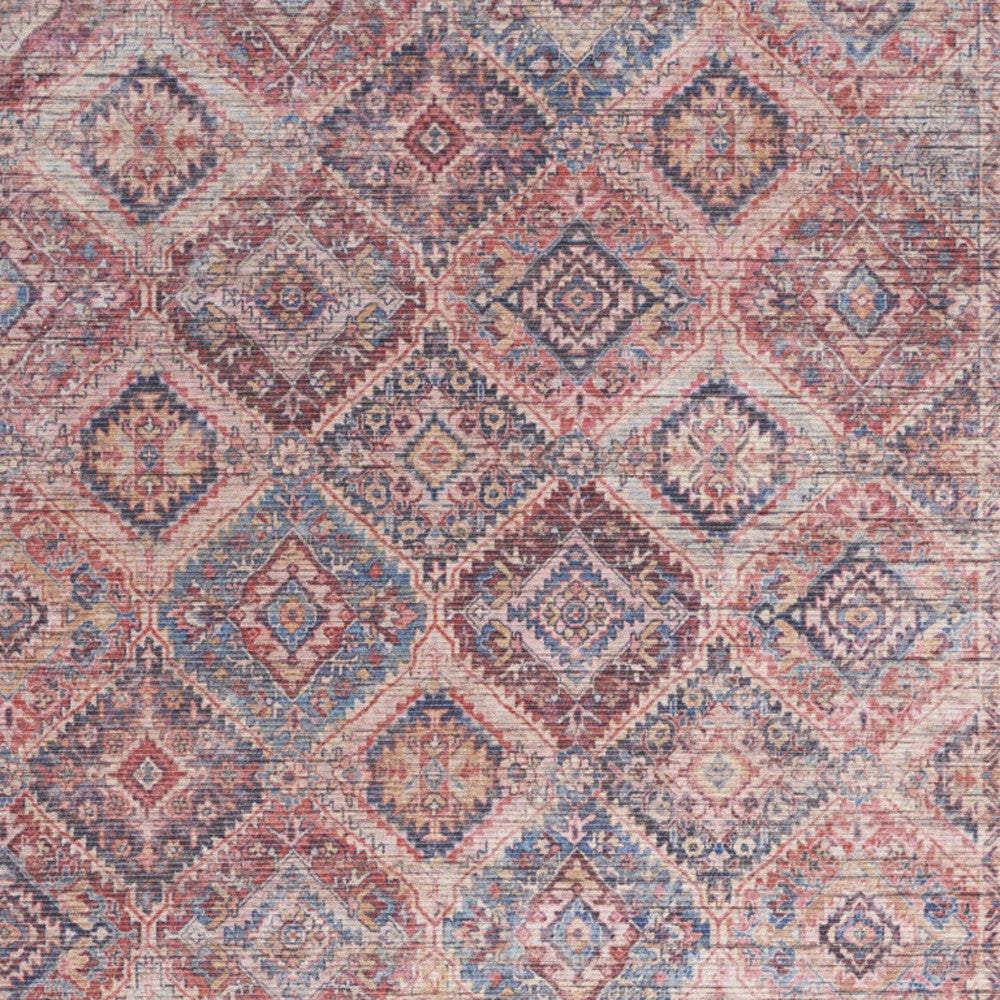 5' X 7' Multicolor Oriental Power Loom Distressed Washable Area Rug