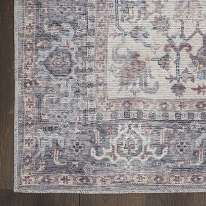 4' X 6' Grey Oriental Power Loom Distressed Washable Area Rug