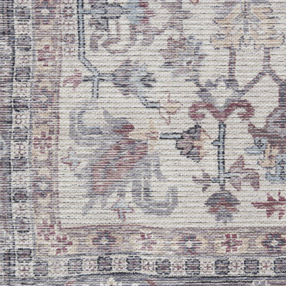 4' X 6' Grey Oriental Power Loom Distressed Washable Area Rug