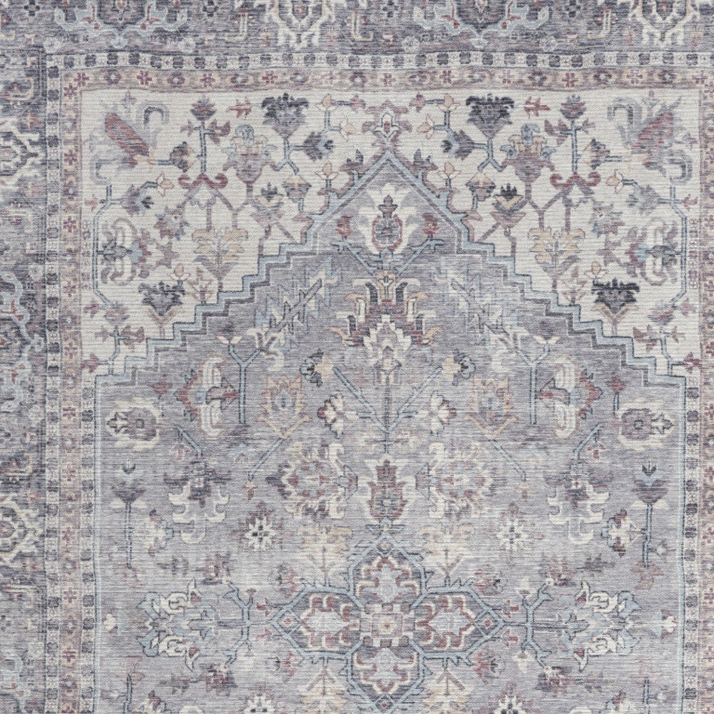 4' X 6' Grey Oriental Power Loom Distressed Washable Area Rug