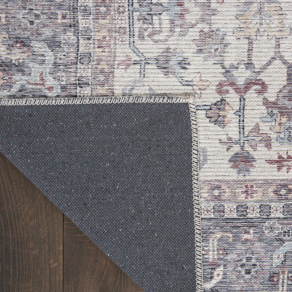 5' X 7' Grey Oriental Power Loom Distressed Washable Area Rug