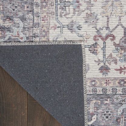 5' X 7' Grey Oriental Power Loom Distressed Washable Area Rug